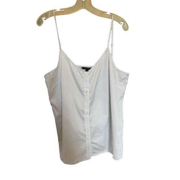 Banana Republic Striped Button Front Camisole Tank Top Women’s Large White Black - Picture 1 of 6